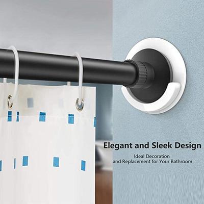 2pcs Universal Shower Curtain Rod Mount Holder for Wall Adhesive Shower Rod Tension Retainer No Drilling Stick On Screw Fixation