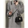 IELGY Women's Chain Patent Leather Locomotive Black Handheld Shoulder Crossbody Bag