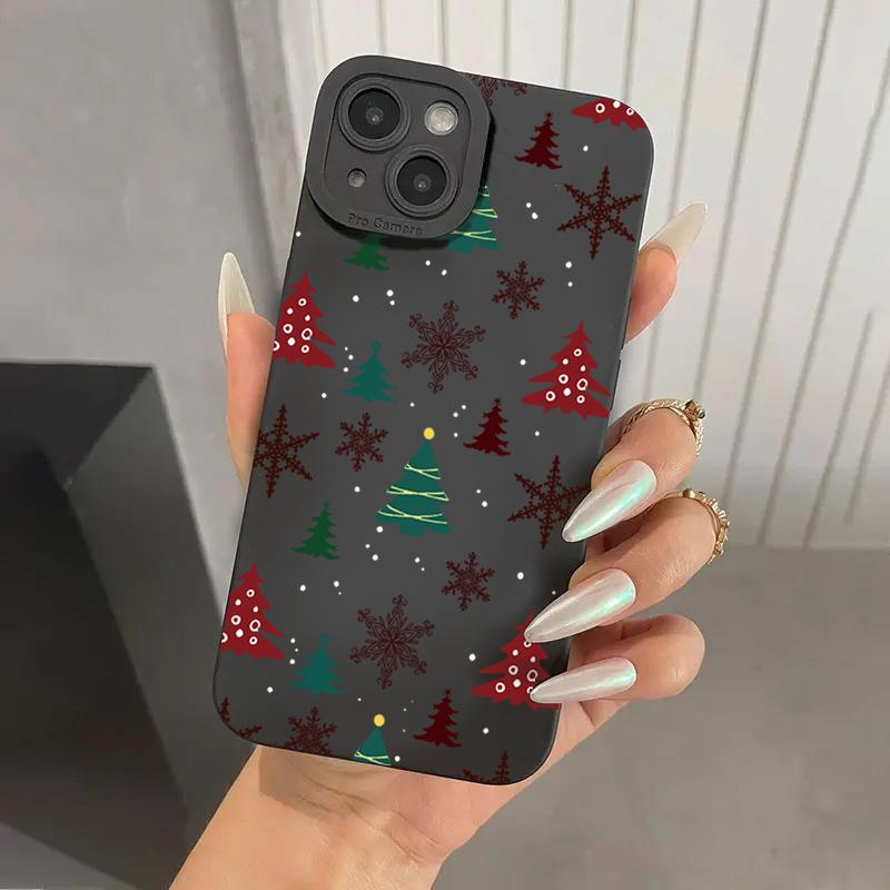 Christmas Tree Graphic Phone Case For iPhone 16 Pro Max 15 14 13 12 11 XS X XR 7 8 Plus SE 2022 Shockproof Silicone Bumper Cover