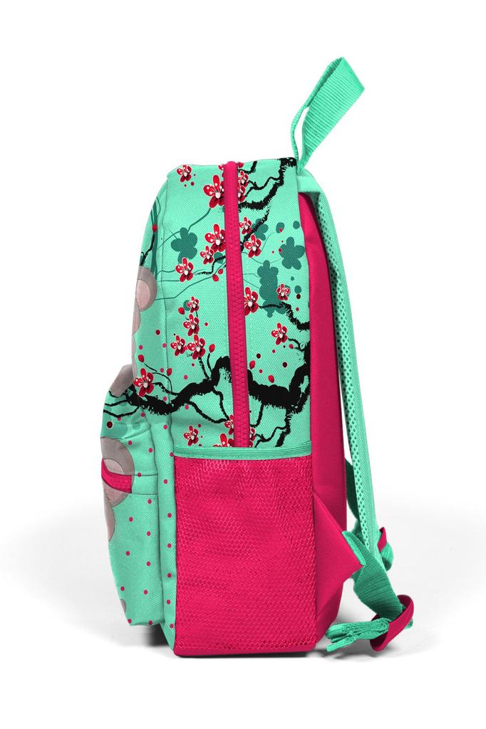 Mini-Yuva-Rucksack, Wassergrün, Neonkoralle, Koala-Muster, zwei Fächer, 23513