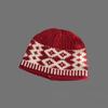 Retro, Diamond Grid Knitted Woolen Hat, Women, Winter, Big Head Circumference, Small Face, Warm and Cold Proof, Hooded Hat, Winter Warm Hat
