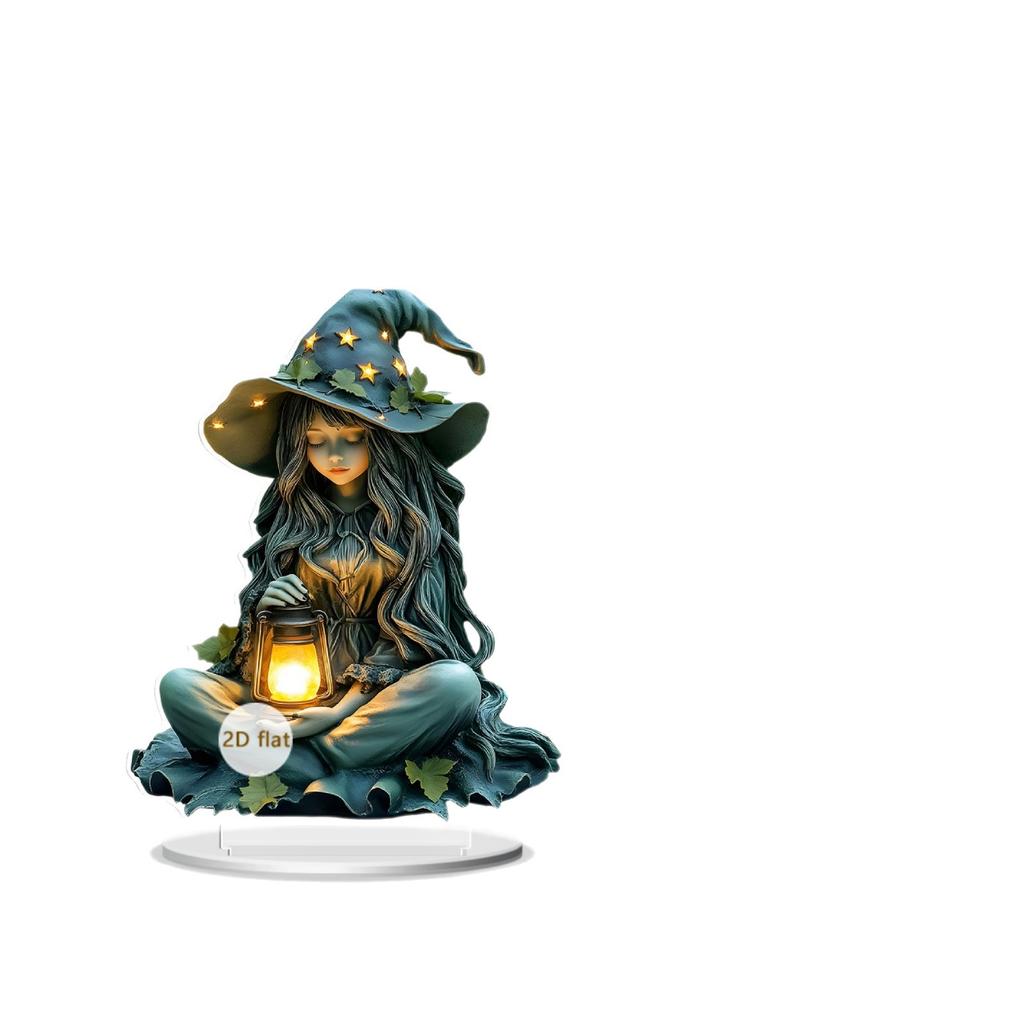 2D Flat Acrylic Halloween Festival Desktop Ornaments Ghost Pumpkin House and Lantern Witch Home Table Ornament Decoration