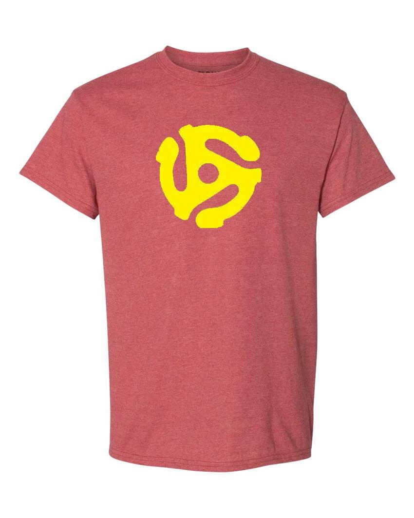45 RPM SPINDLE Turntable Vinyl Record Player Adapter Dj Retro Red T-Shirt XL
