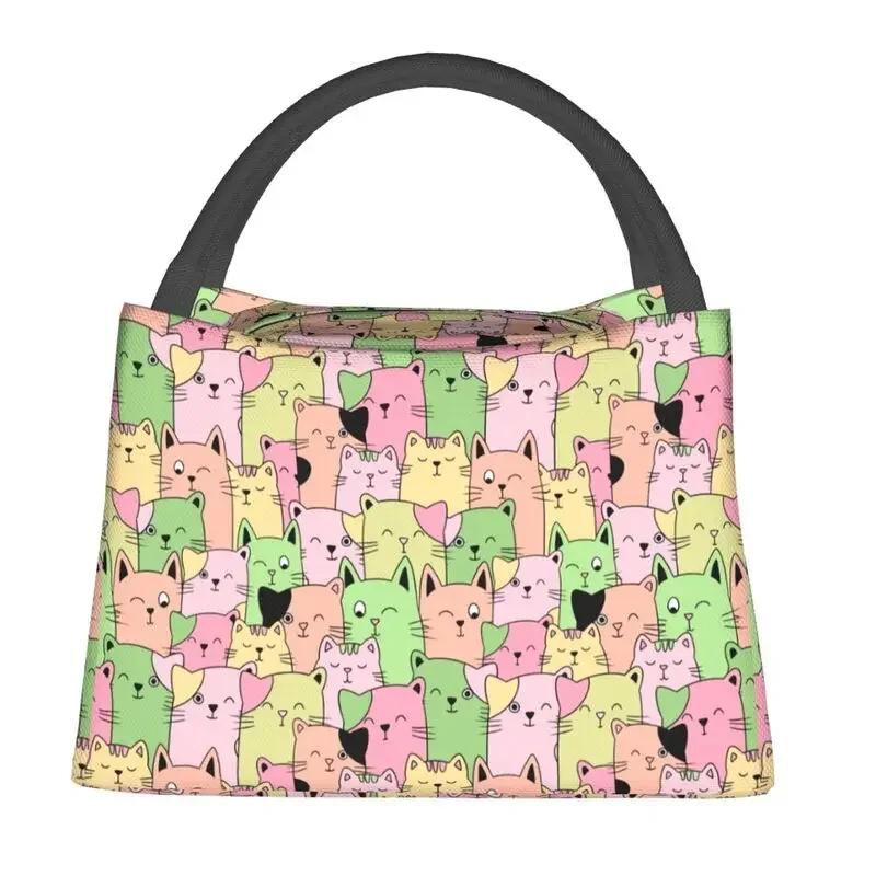 Geantă de prânz personalizată Pisici Kawai Femei Termică Izolată Cutie de prânz pentru Muncă Picnic sau Călătorie