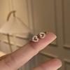 Shiny Heart Stud Earrings Sparkling Ear Buckle Luxury Rhinestone Hoop Earrings  Female
