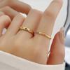 18k Gold Rainbow-Plated Zirconia Diamond Half Circle Stackable Ring
