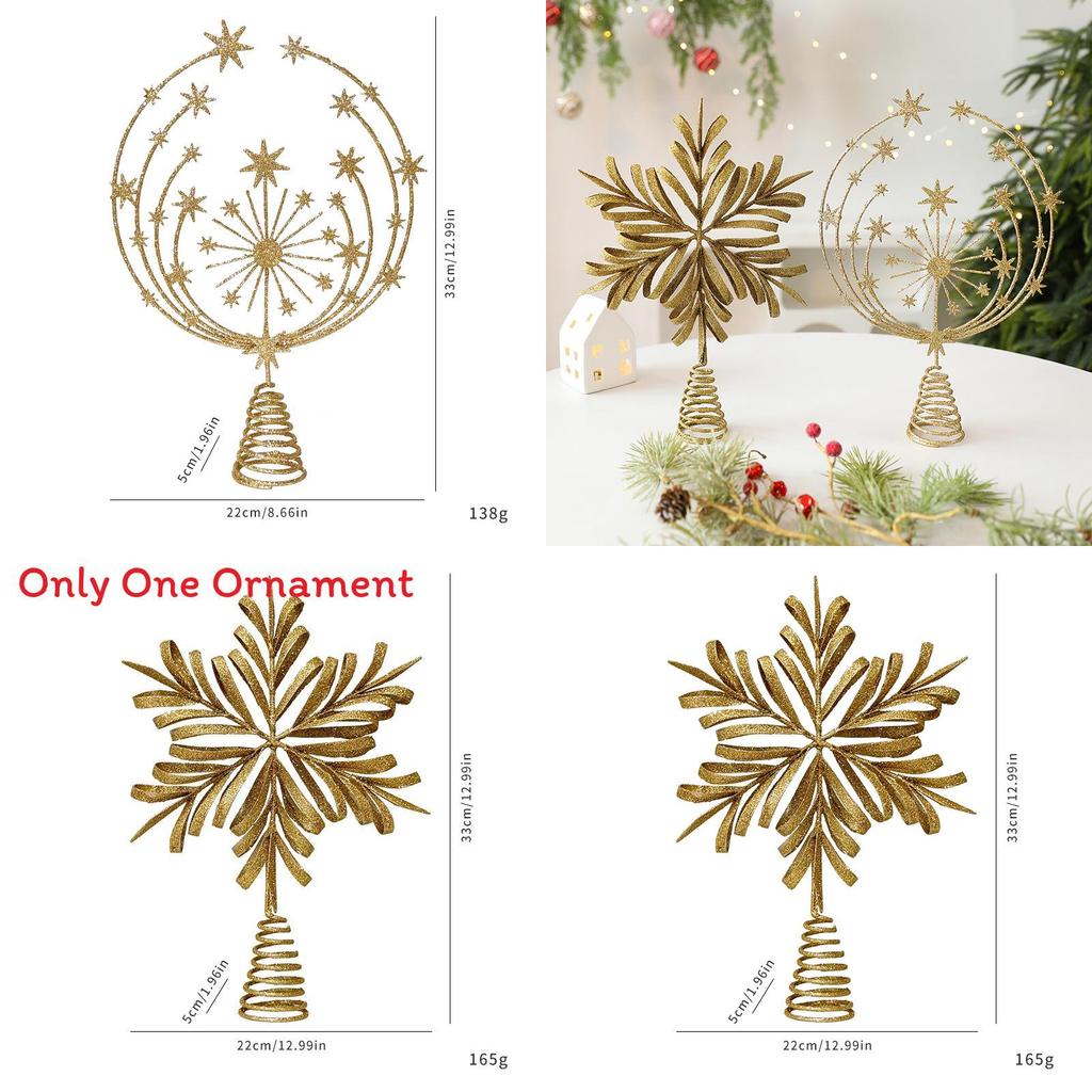 Christmas Tree Topper With Snowflake And Star Iron Art Decoration For Holiday Festivities