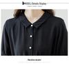 Hepburn-Style Black Chiffon Shirt Dress - Slimming Waist, Elegant Long Skirt for Women