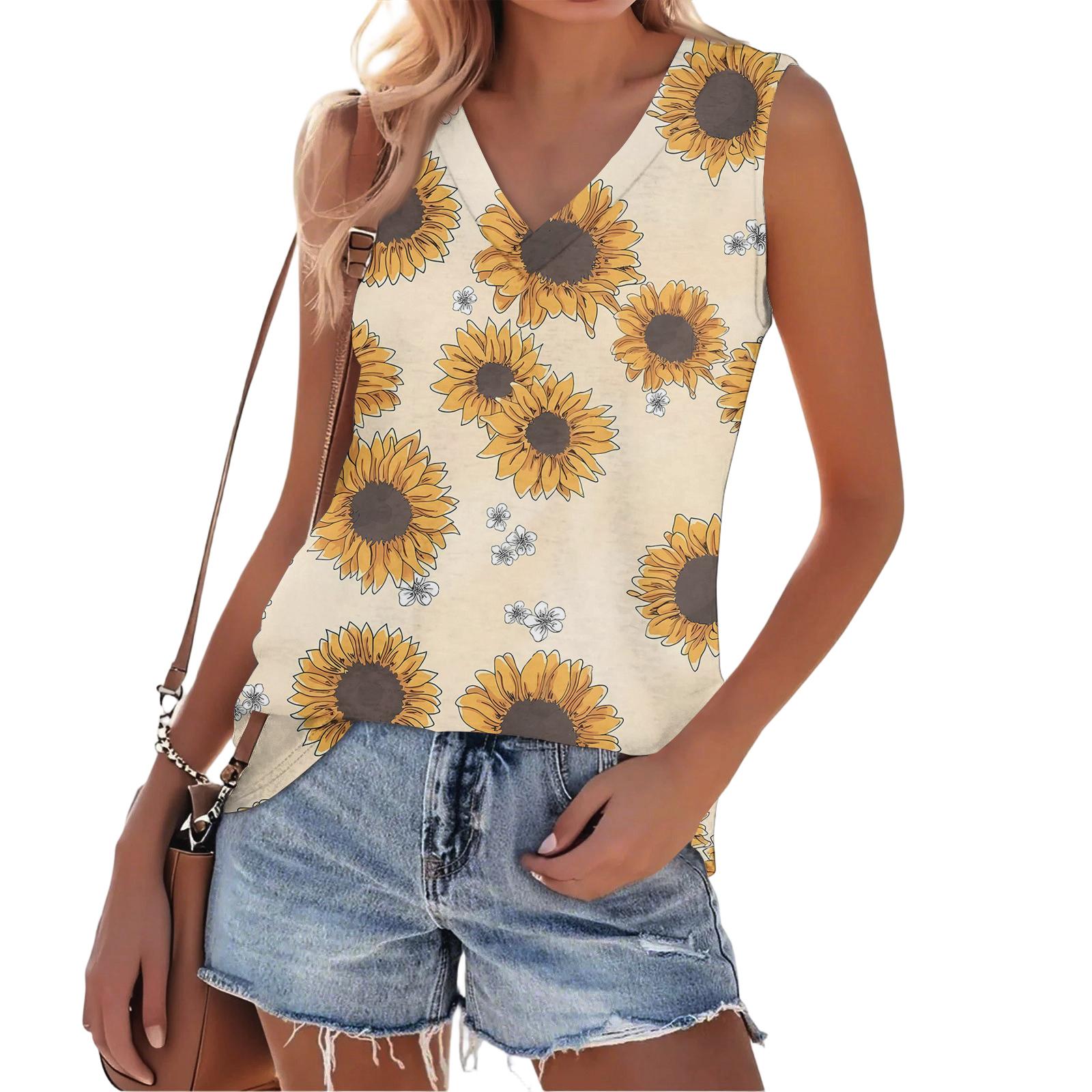 Женский модный повседневный универсальный летний топ-майка с цветочным принтом, облегающий S