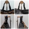 LOEWE Unborn Calf Leopard Print Fur Tote Bag Handbag Nappa Leather Black Auth