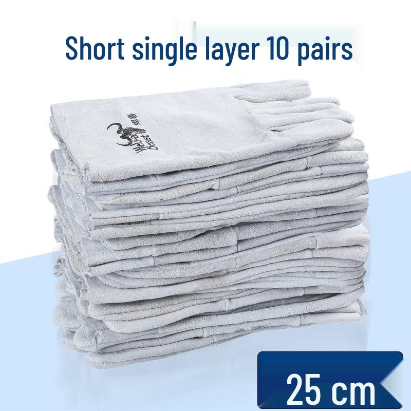 

High-Temperature Resistant Cowhide Welding Gloves - Wear-Resistant, Anti-Scald, Heat-Insulated Protection for Welders