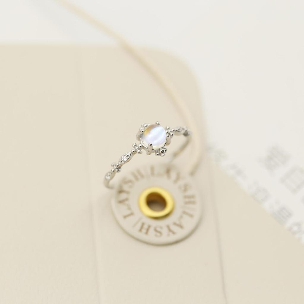 S925 Sterling Silver Moonstone Women's Ring - Light Luxury Niche Design