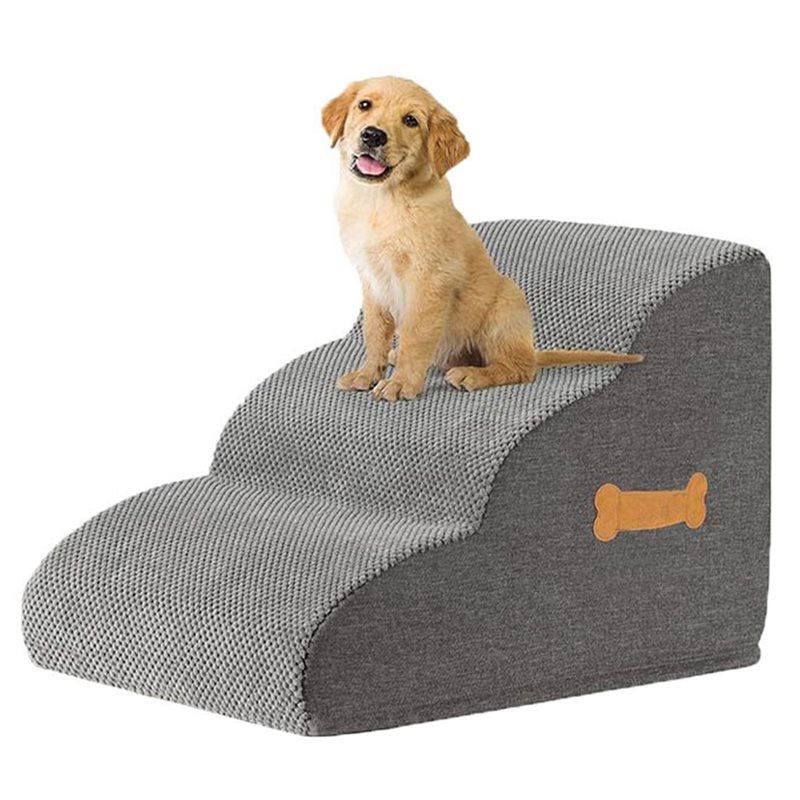 Small Dog Stair Withsponge Sponge Filling And Non-Slip Bottom Dog Ramp Stair 2/3 Step Pineapple Velvet Pet Supplies For Cat B