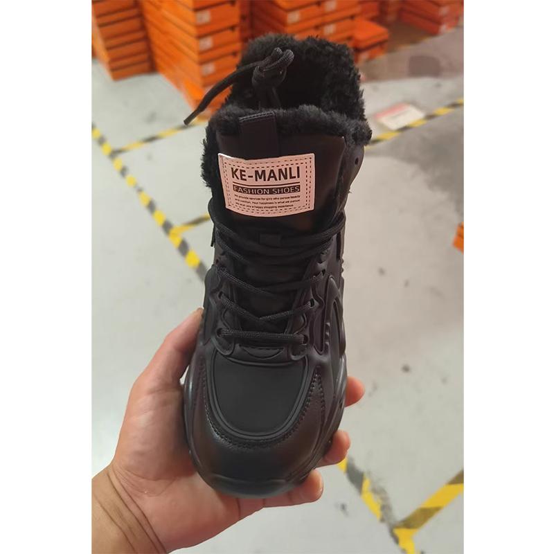 2025 Winter Genuine Leather Shoes Women Snow Boots Warm Plush Cold Winter Shoes Height Increasing 8cm Fashion Brand Ladies Ankle Boots