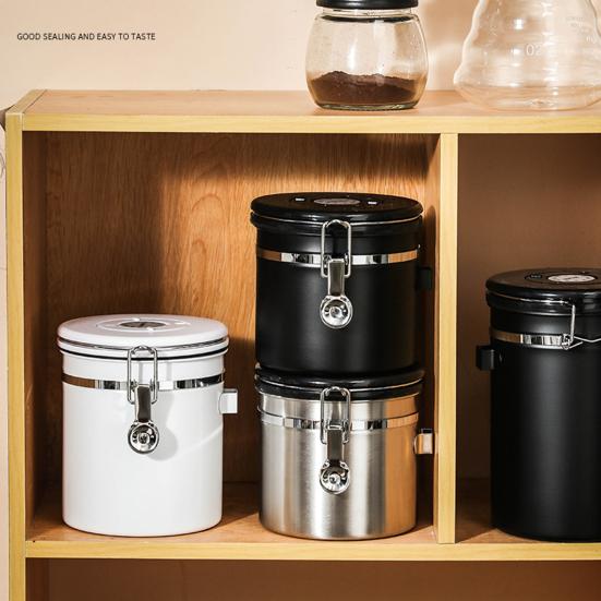 1 Set 1200/1500/1800ml Sealed Jar Large Capacity One Way Co2 Valve Canister Airtight Storage Container with Spoon Kitchen Gadget