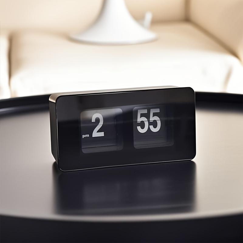Automatic Flip Clock Alarm Silent Non Ticking Mechanism, Retro Vintage Bedside Clock with Digital Display, AA Battery Operated Not Included