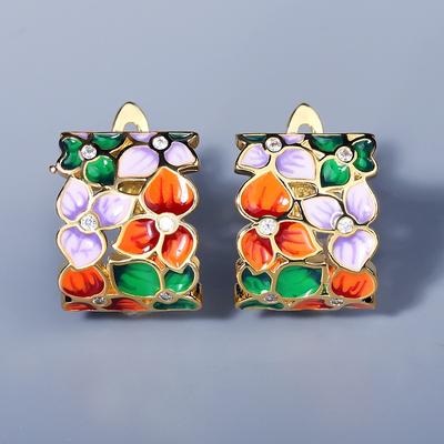Orecchini classici da donna Orecchini a fiori Gioielli colorati smaltati fatti a mano alla moda Accessori eleganti per feste Regali di Natale Orecchini da donna