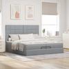 VidaXL Ottoman Bed Frame and Mattress Light Grey 200x200cm Fabric, Bed Frame, Upholstered Bed Frame, Bed Frame 3313182