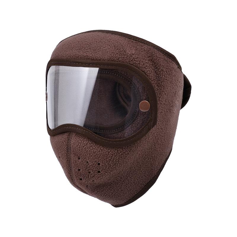 Autumn Winter Warm Face Mask Breathable Polar Fleece Outdoor Riding Windproof HD Goggles Anti-fog Mask For Men Women