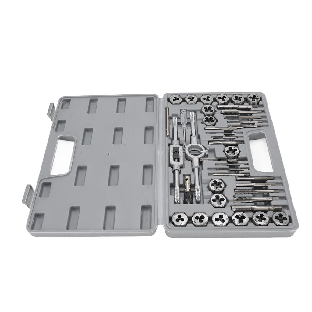 40 Piece SAE Tap and Die Set 4 To 1 2 Inch Alloy Steel Unc Cool UNF FINE NPT Threads Threading Tool Kit