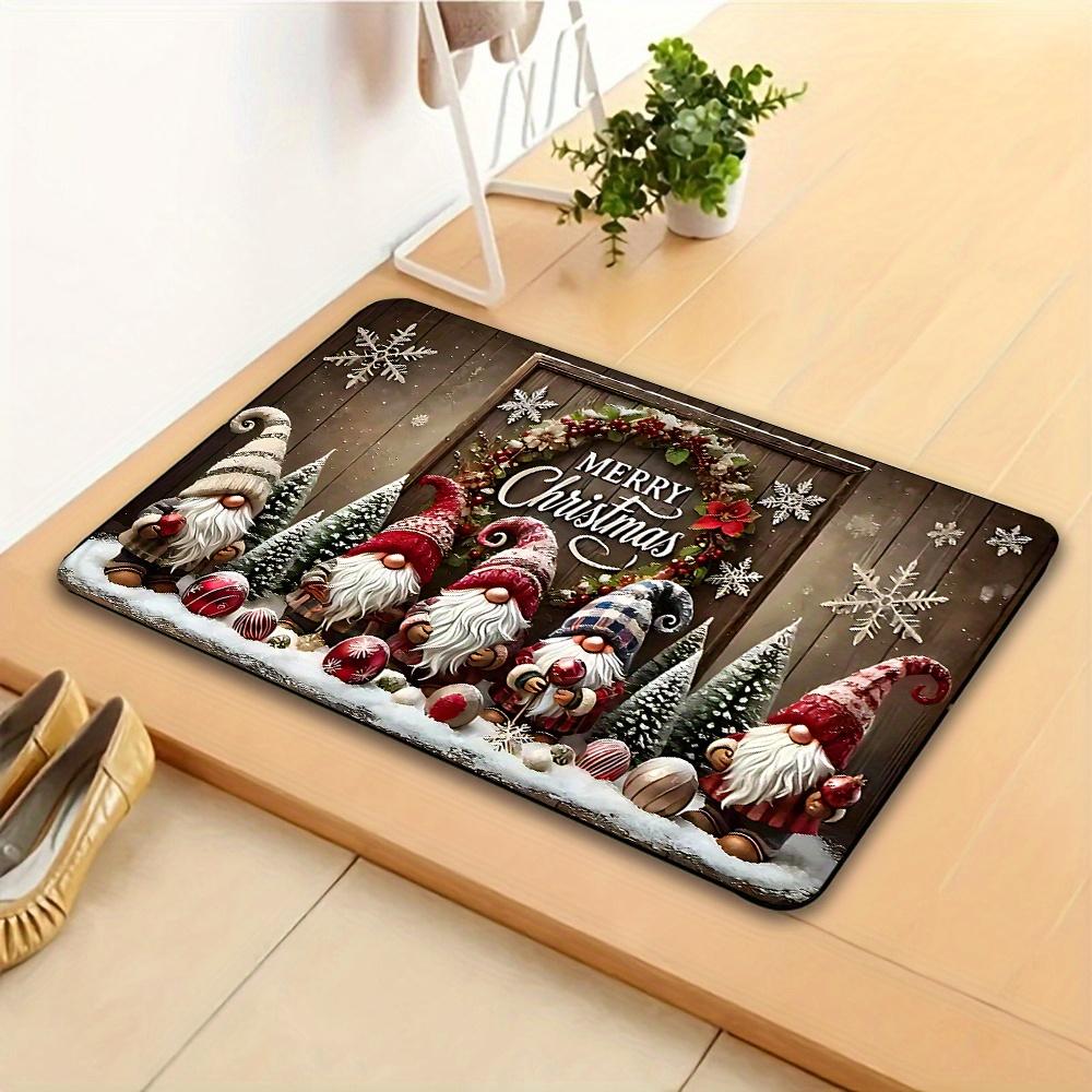 1Pcs Anti Fatigue Kitchen Rugs, Santa Claus Print Waterproof Non-Slip Thick Cushioned Kitchen Mat Heavy Duty Comfort Standing Mat for Kitchen