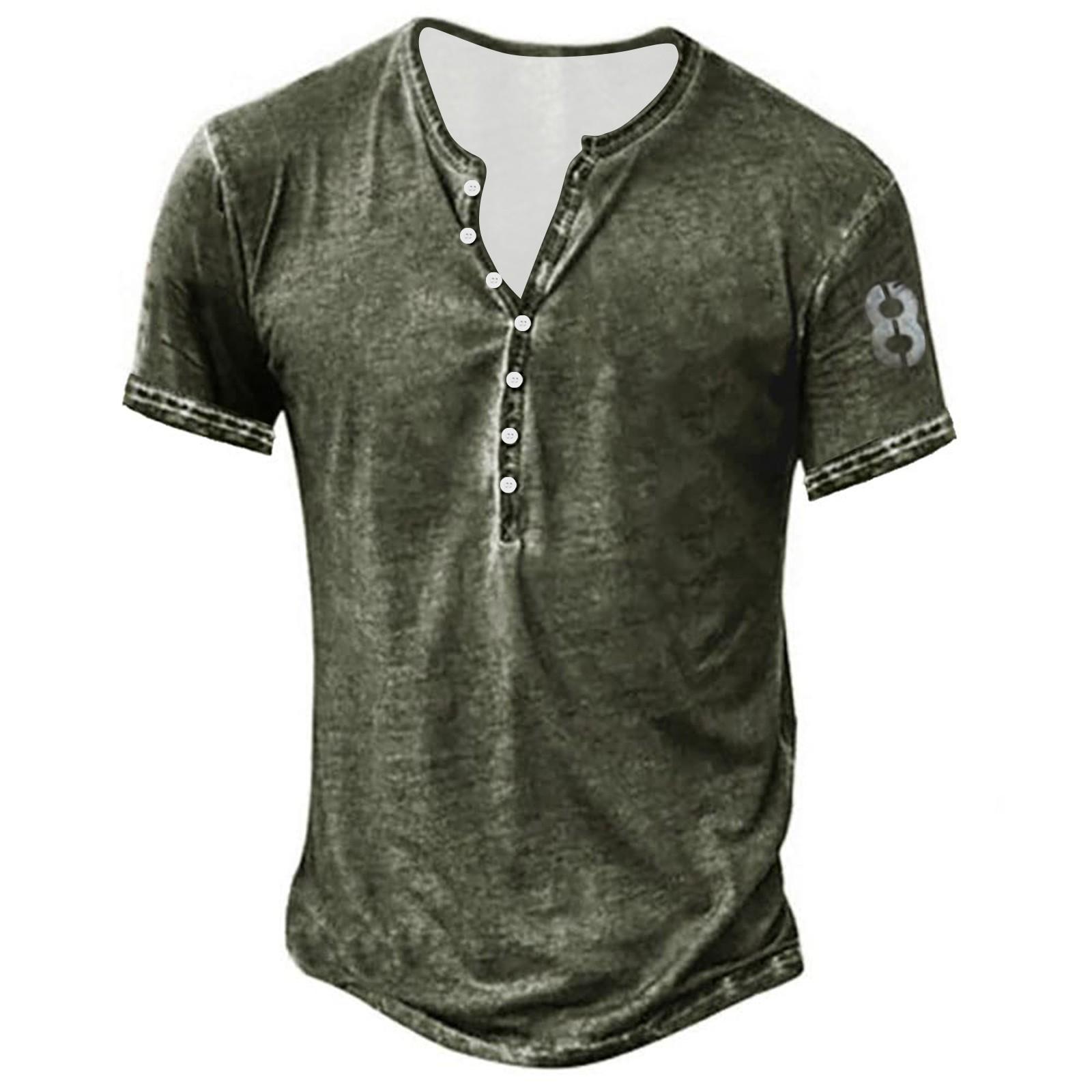 Мужская модная футболка с коротким рукавом и вышивкой с коротким рукавом и принтом на весну и лето L армия зеленый