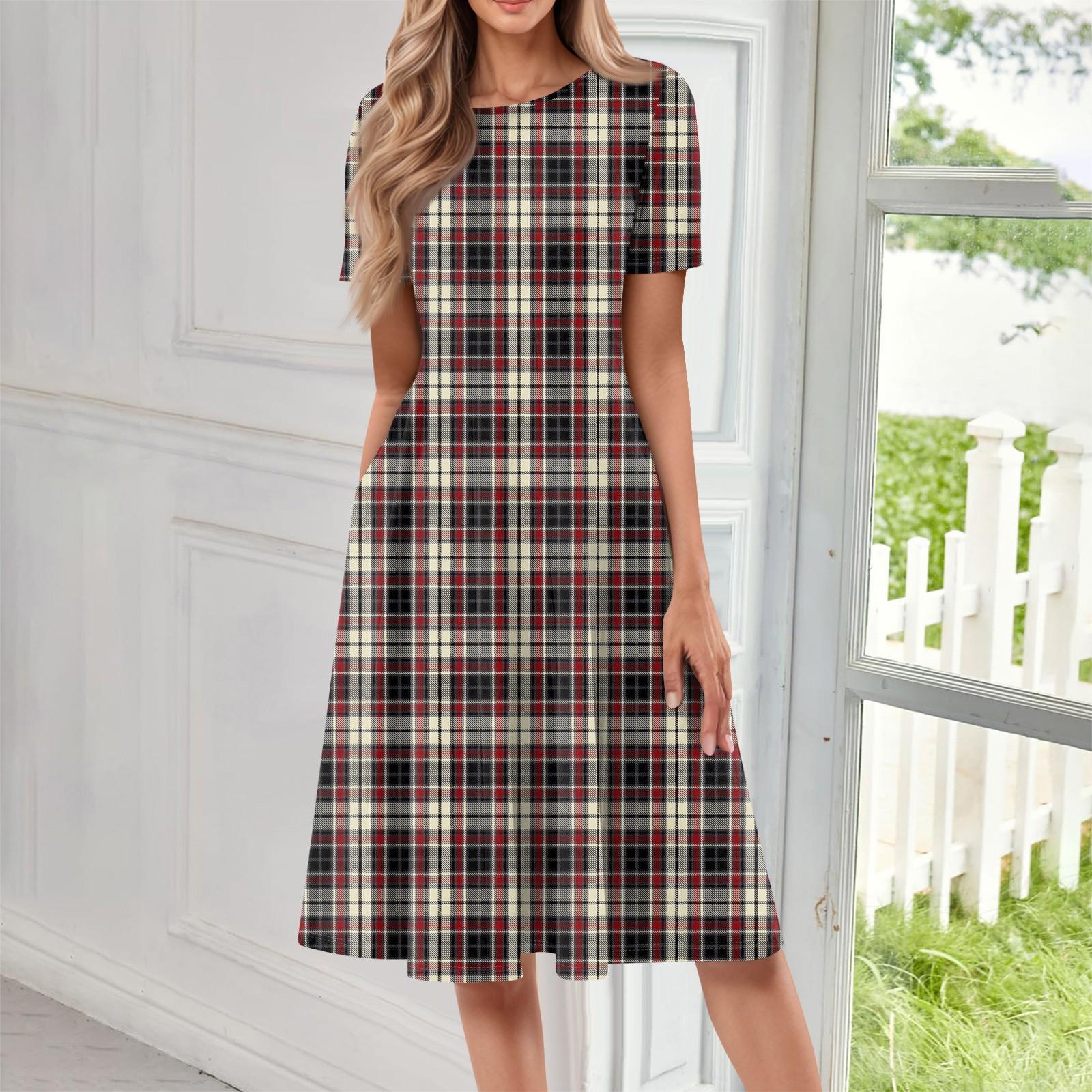 

Женское повседневное модное платье миди с круглым вырезом и коротким рукавом с принтом XXL