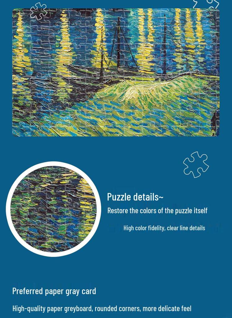 Van Gogh Starry Night 2000-Piece Jigsaw Puzzle, Extra Large, Decorative & Educational for Adults.