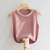Women's Knitted Vest, Round Neck, Sleeveless, Faux Pearls Decor, Tank Tops, Slim Fit, Monochromatic, Stretchy