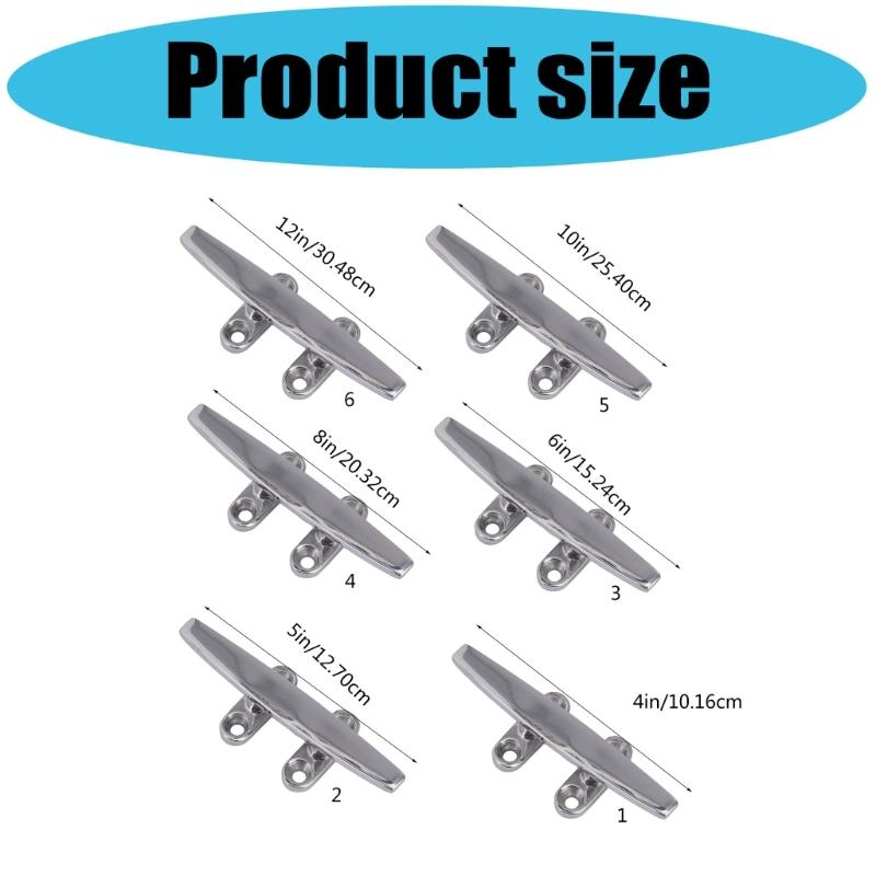 Boat Dock Cleat Hardware In Stainless Steel with Countersunk Bolt-Down Base for Rope Tie-Off & Mooring Lines
