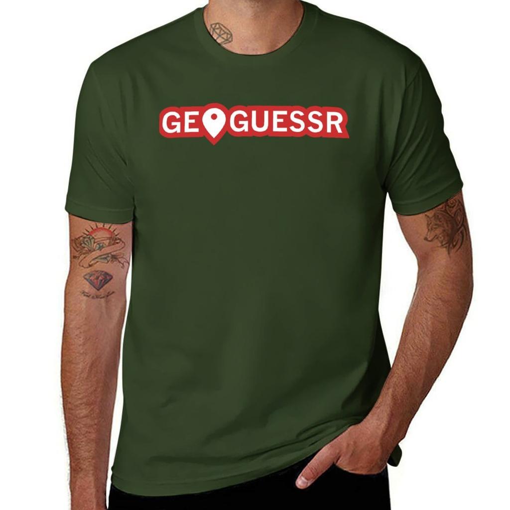 GeoGuessr Logo T-Shirt Kawaii Clothes Shirts Graphic Tees Fruit of the Loom Mens T Shirts