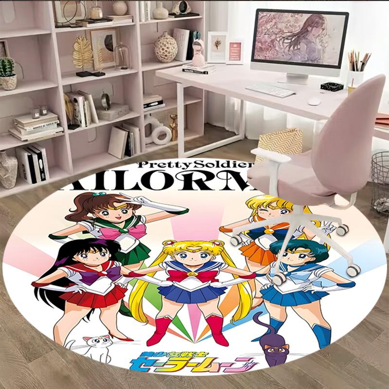 1pc Sailor Moon Carpet, Round Rug, Comfortable, Suitable for Entryways, Living Rooms, Office, And Bedrooms, Christmas Decoration