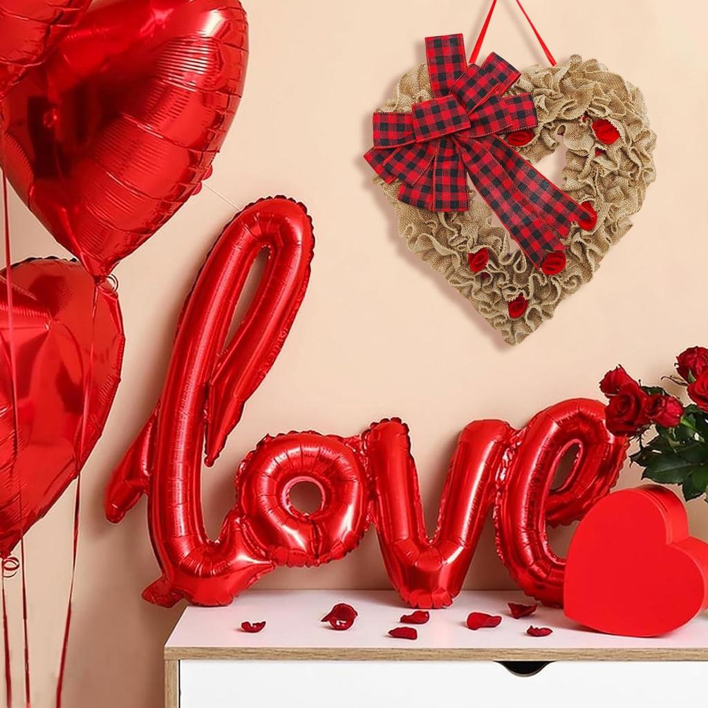 Valentine'S Day Flower Wreath Door Decoration Fabric Hanging Decoration, Confession Heart-Shaped Outfit