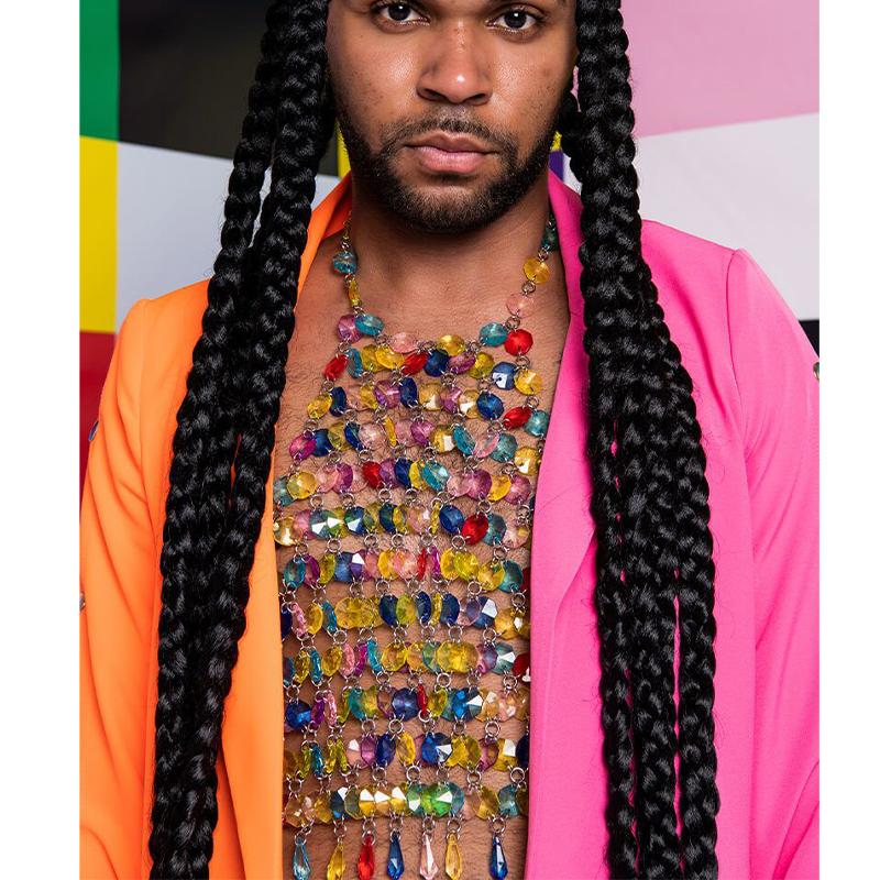 Women Handmade Sexy Tassel Gem Crop Top Rainbow Bright Crystal Fantasy Body Chain Harness Halter Top