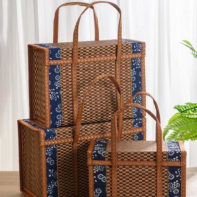 Outdoor Picnic Camping Hand-Woven Moon Cake Storage Basket Storage Box Bamboo Products Gift Box