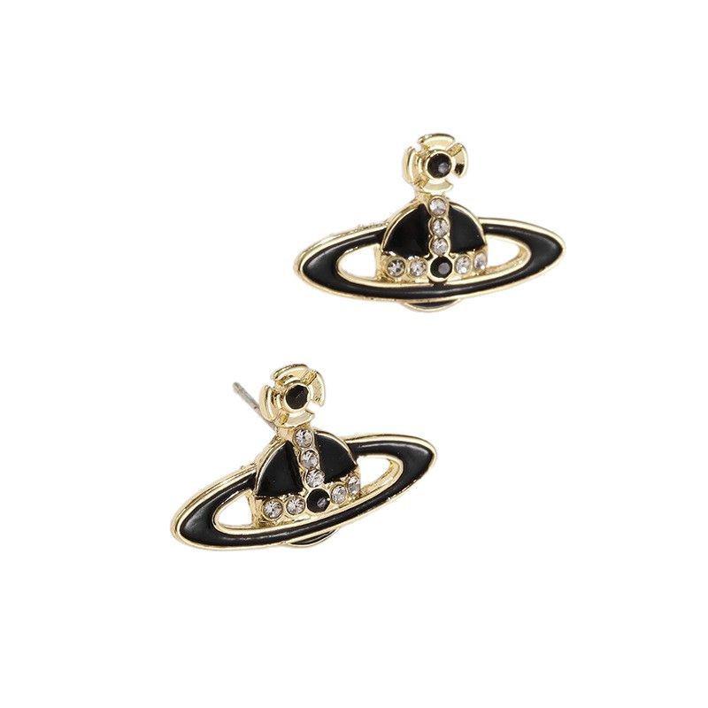 Boucles d'oreilles en émail Perle Saturne Impératrice Cixi - Puces uniques haut de gamme pour femmes