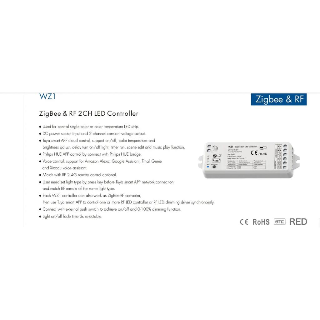 SKYDANCE ZigBee & RF 5 in1 CV Controller WZ5/WZ1 (Tuya App) WiFi WT5/WT1 Bluetooth WB1/WB5 RF 2.4G Voice switch Remote DC12-24V
