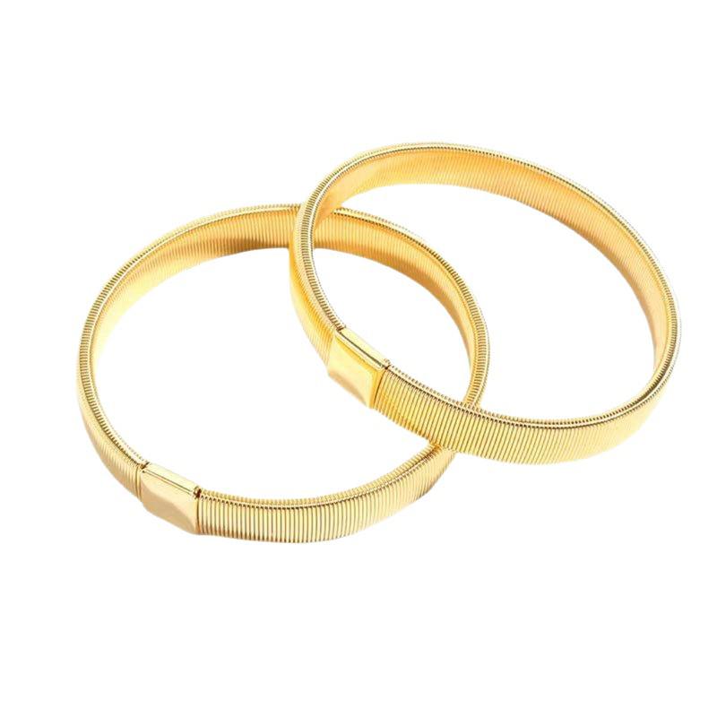 Unisex Adjustable Metal Spring Bangle Bracelet - Non-Slip Elastic Cuff Armlet