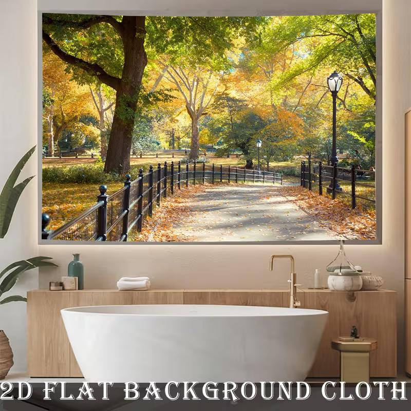 2D Nature Wall Tapestry, Autumn Park Scenery Background Cloth for Home 47.2x31.5inch/120*80cm