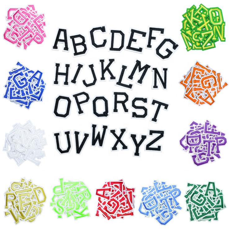 Felt Base Custom Embroidered Iron on Alphabet Letter Patches for Clothing