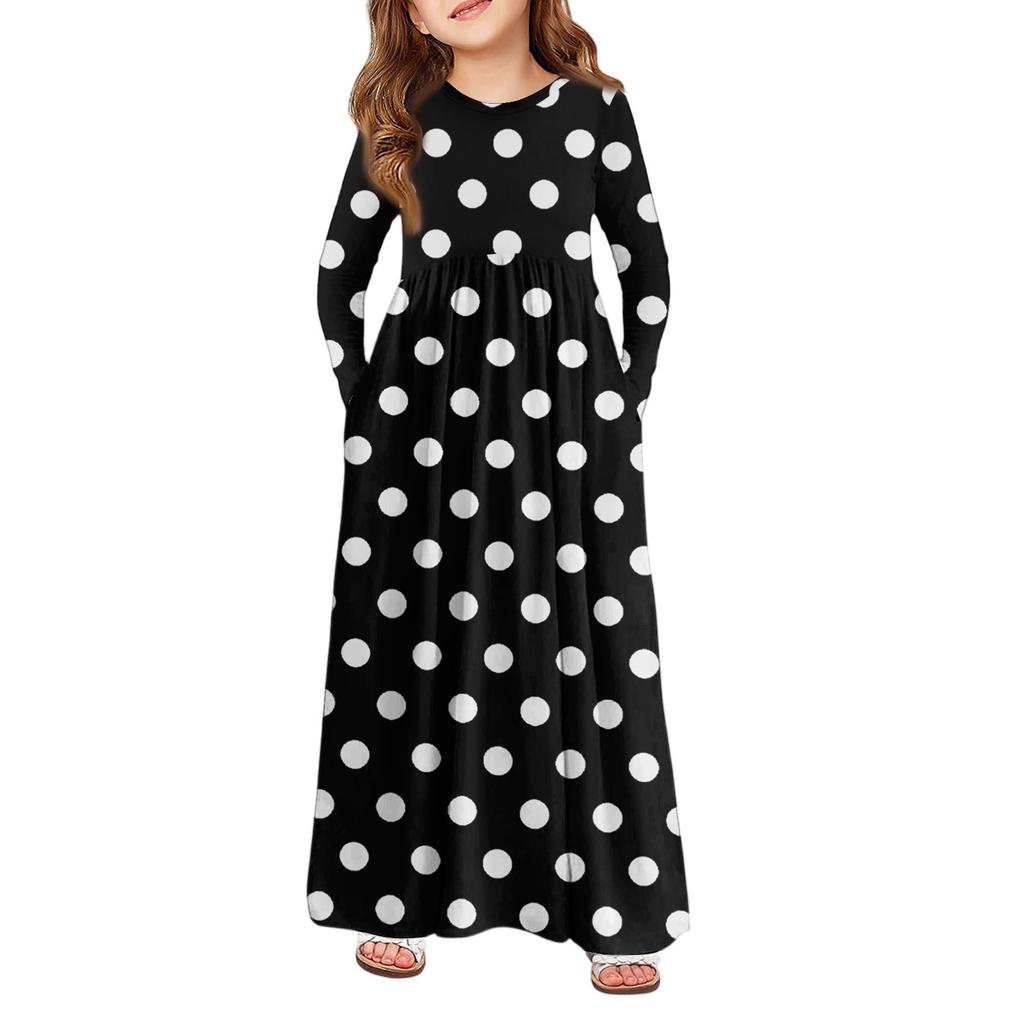 Girls' Maxi Dress - Long Sleeve Pocket Dress