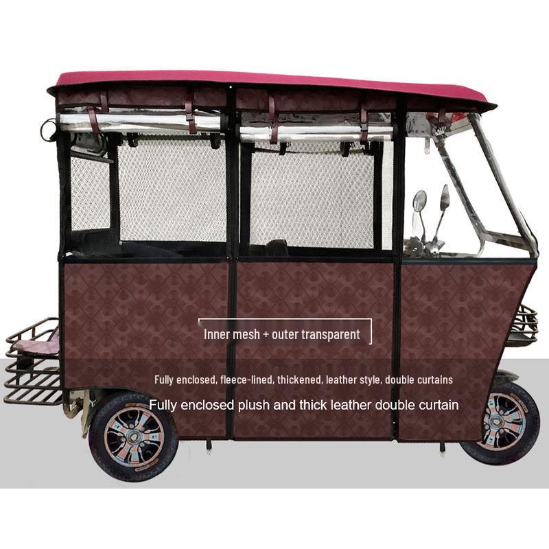 Windproof & Rainproof Fully-Enclosed Electric Tricycle Canopy for Seniors