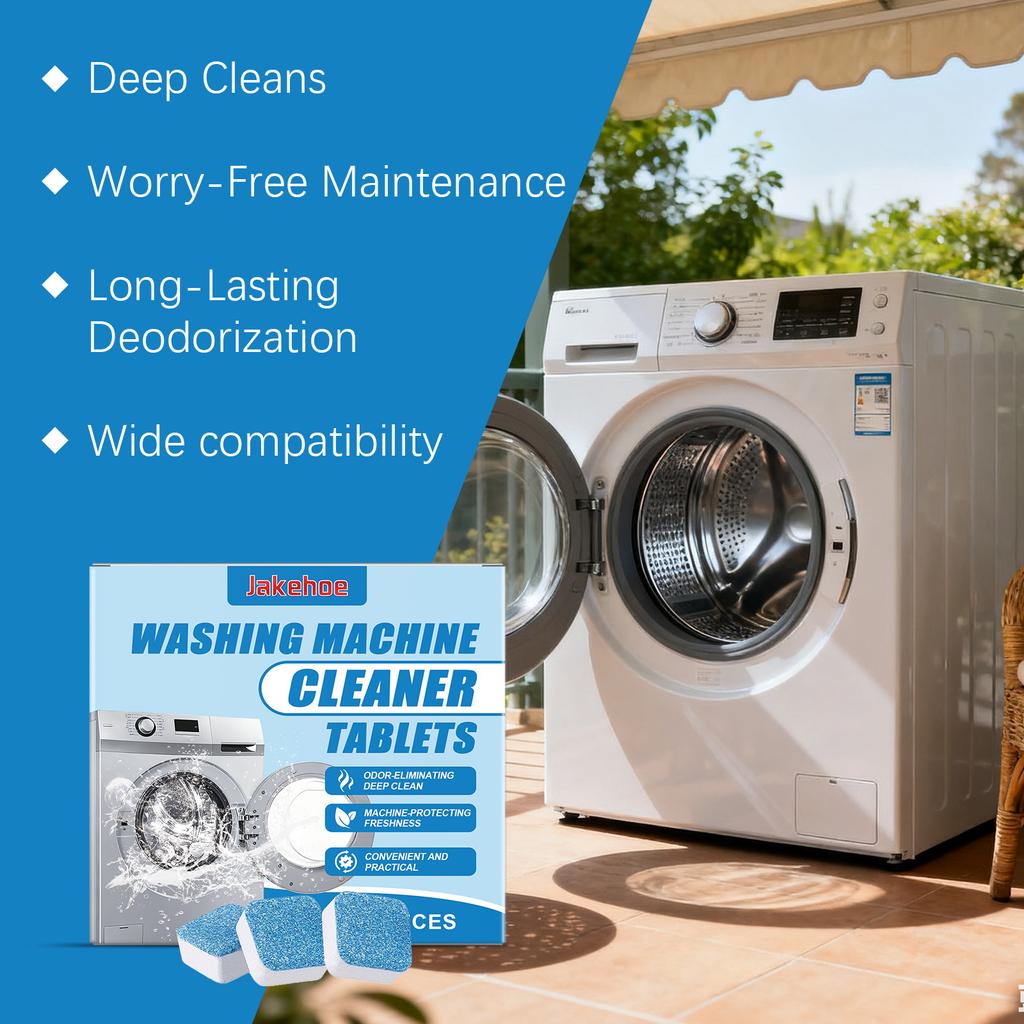 Washing Machine Cleaner Tablets 12pcs Deep Clean Descale Remove Mold Odor For Front Top Load Washer Drum Maintenance Lemon Scent