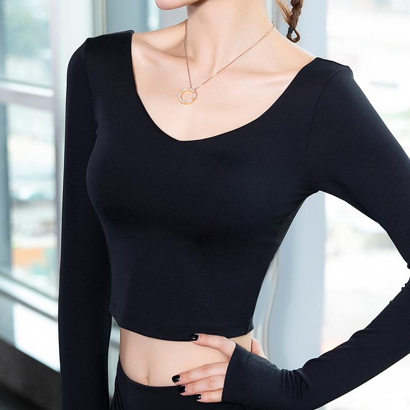 Women's Long Sleeve Yoga Top - Fashionable, Round Neck, Autumn Sportswear