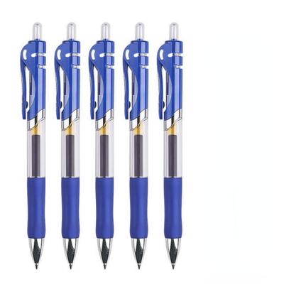 5pcs Press Neutral 0.5mm Large Capacity Bold Refill Ball Point Pen Signature Black Red Blue Student Study Office