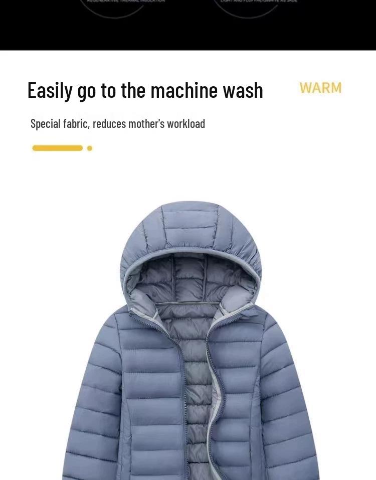 Unisex Children's Hooded Down Jacket - Lightweight, Warm Autumn & Winter Outerwear for Medium & Large Kids