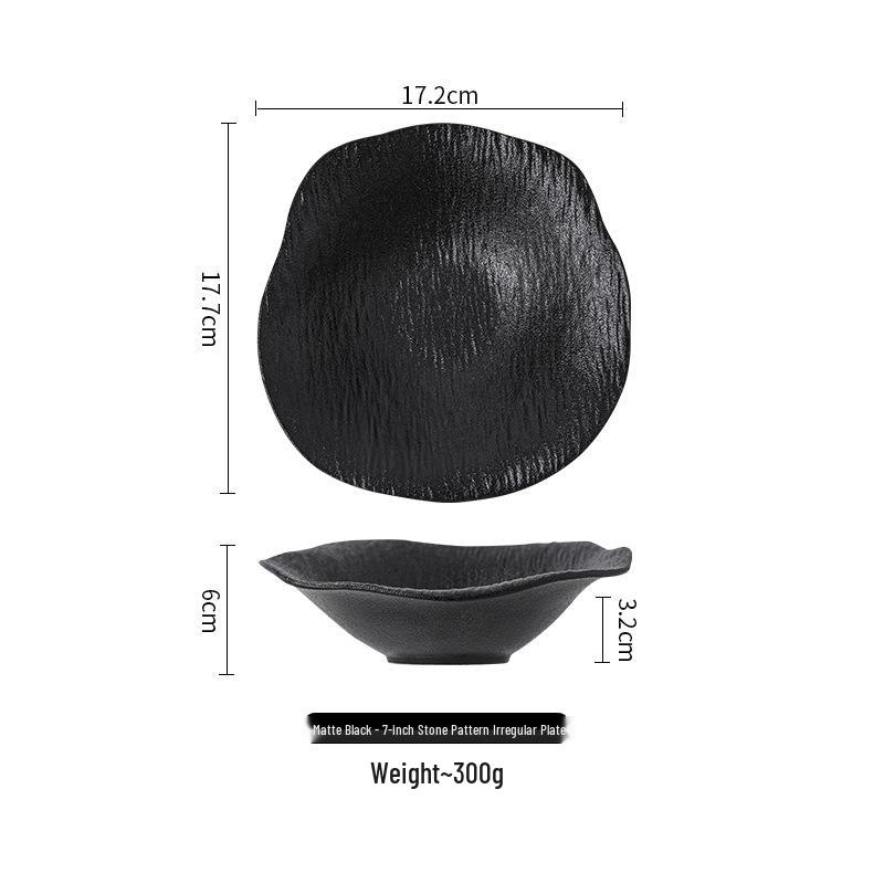 High-End Irregular Ceramic Stone Pattern Dinner and Salad Plate Set