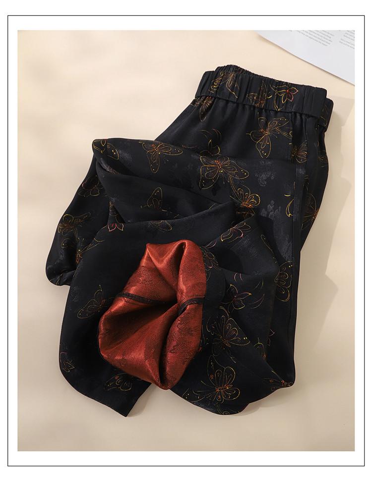 Chinese style butterfly printed casual wide leg pants for women in spring 2026, fashionable, loose and versatile, slimming and floor hugging pants
