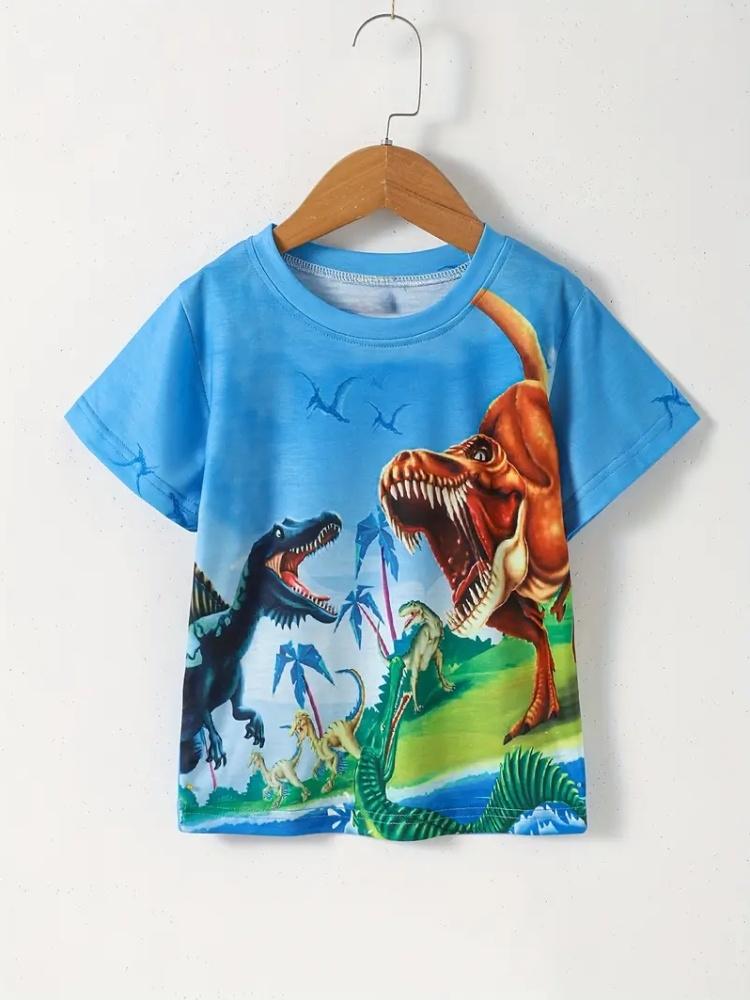 Clothing for Boys Cartoon Dinosaur 3D Print Graphic T Shirts Summer Daily Casual Tee Top Clothes for Children T-Shirts for Boys