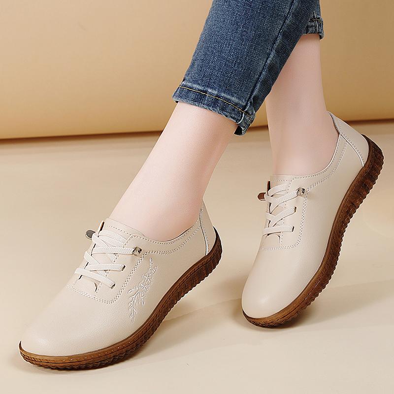 Women Soft Loafers Casual Elegant Summer Sneakers Breathable Embroidery Leather Moccasins Shoes Plus Size